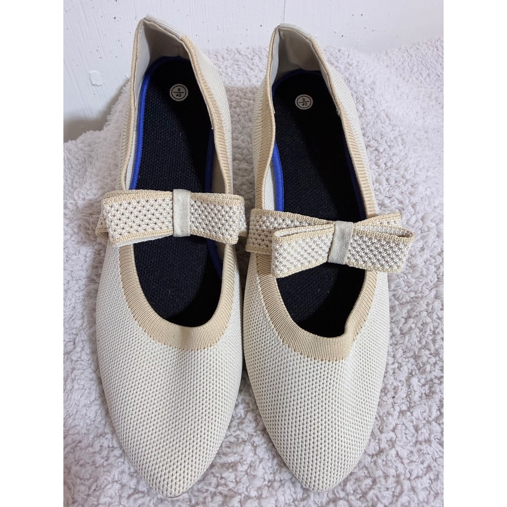 Unbranded Knit Pointed Toe Flats Women Size 9 40 Classic Chic Career Tan Shoe